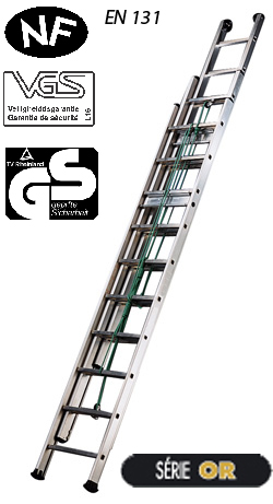 Echelle � coulisse � corde 3 plans grande hauteur
