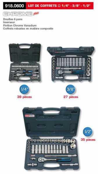 KS TOOLS - Cl� � cliquet et douilles en coffret taille 1/4