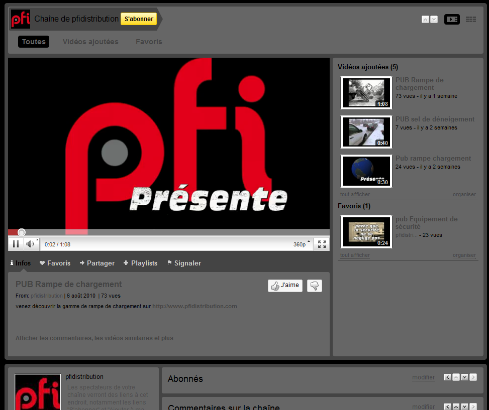 PFi sur Youtube