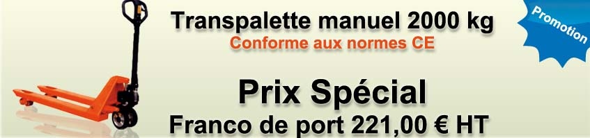Promotion sur le transpalette manuel 2000 kg
