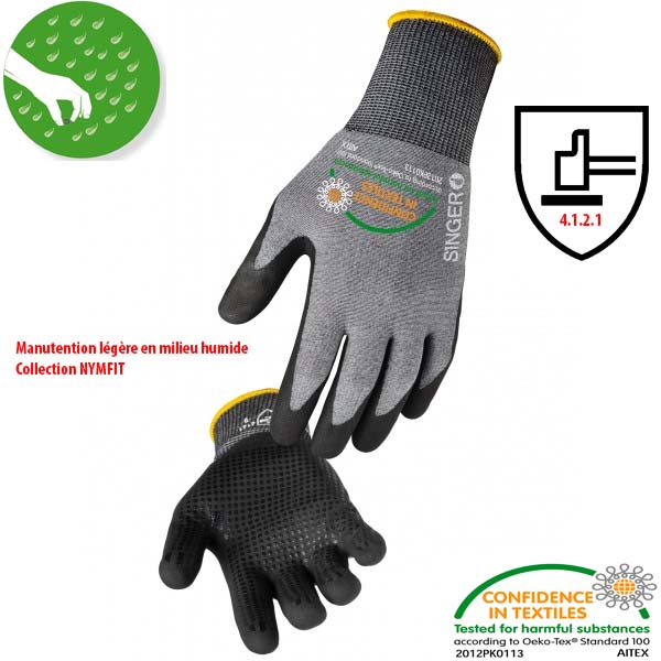 Gants de jardinage enduits de nitrile pour homme, noir, G