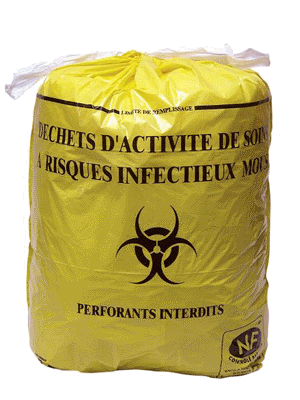 Sac plastique jaune 50L supérieur pour D.A.S.R.I. - Hemi Laboratoire