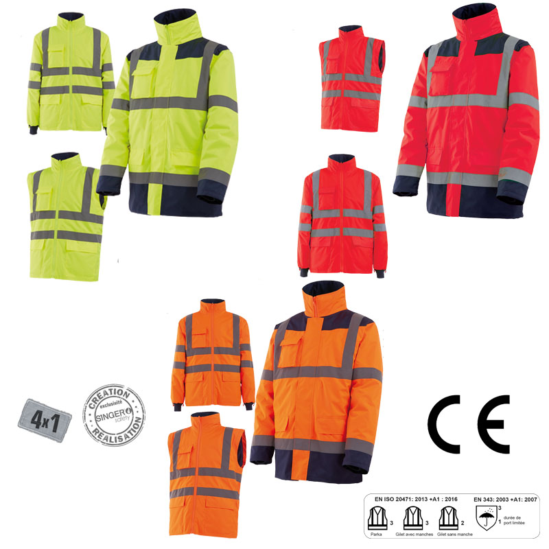 Voir la fiche produit Parka de signalisation haute visibilit Jaune, Orange et Rouge PARIN - SINGER FRRES 2