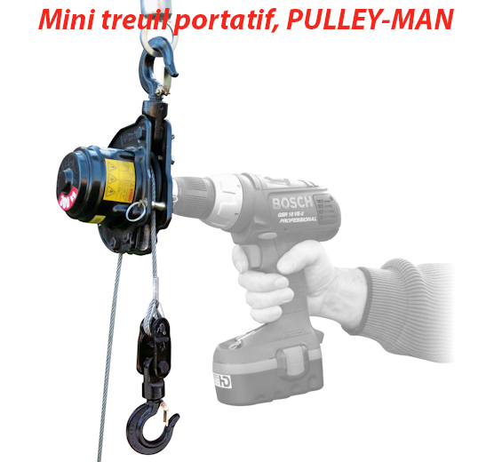 Voir la fiche produit Mini treuil portatif lectrique, Pulley-Man 300 kg - HUCHEZ