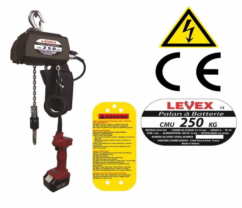 Voir la fiche produit Palans  batterie LEVEX DCH fixe  crochet - PARSONS CHAINE EUROPE